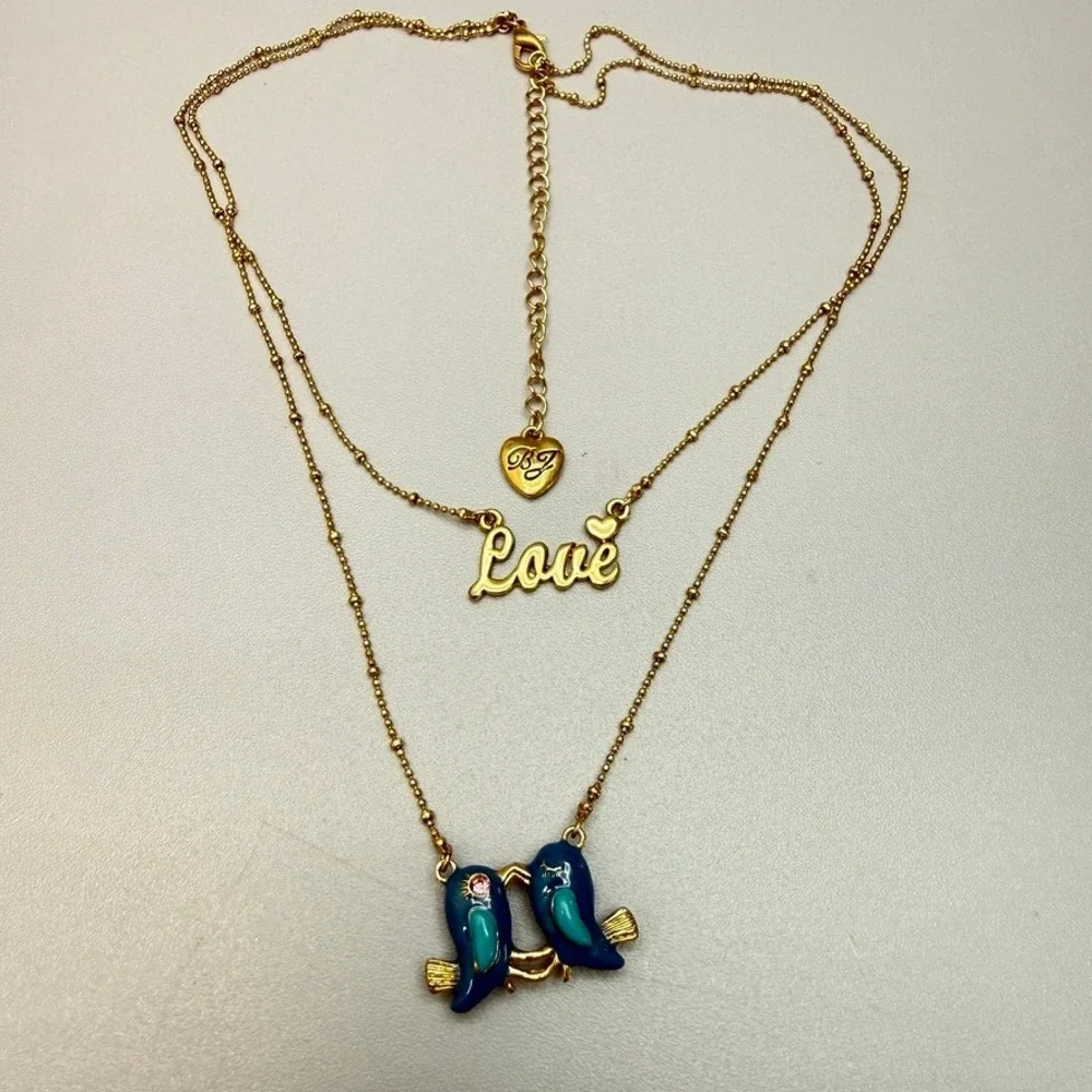 Betsey Johnson Love Bluebird Double Layer Necklace 15